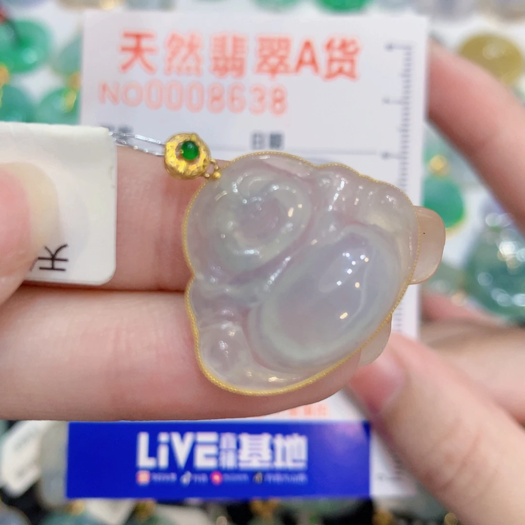 翡翠18K金镶嵌颈饰佛公