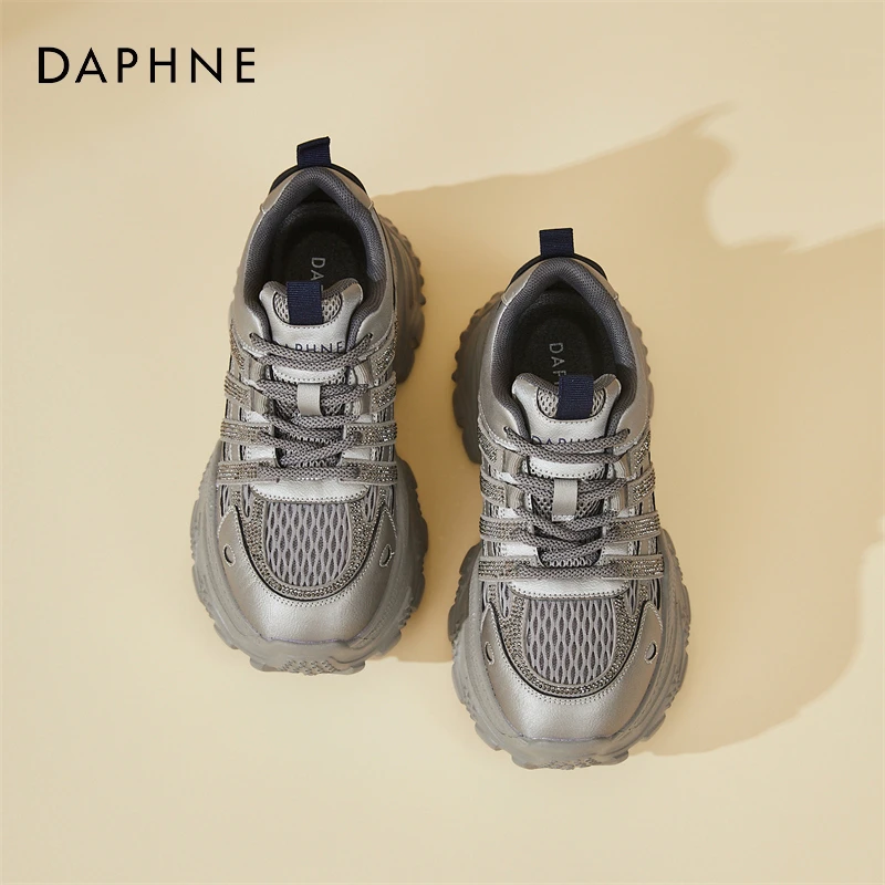 达芙妮厚底增高运动鞋女秋季新款欧美风网面透气舒适百搭休闲鞋
