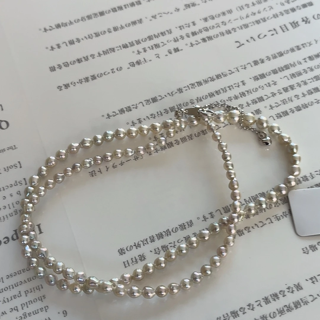 颈饰海水珍珠未镶嵌真多麻色巴洛克3-5mm