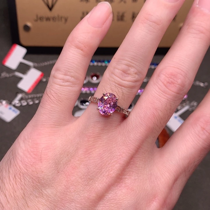 碧玺戒指银S925镶嵌樱花