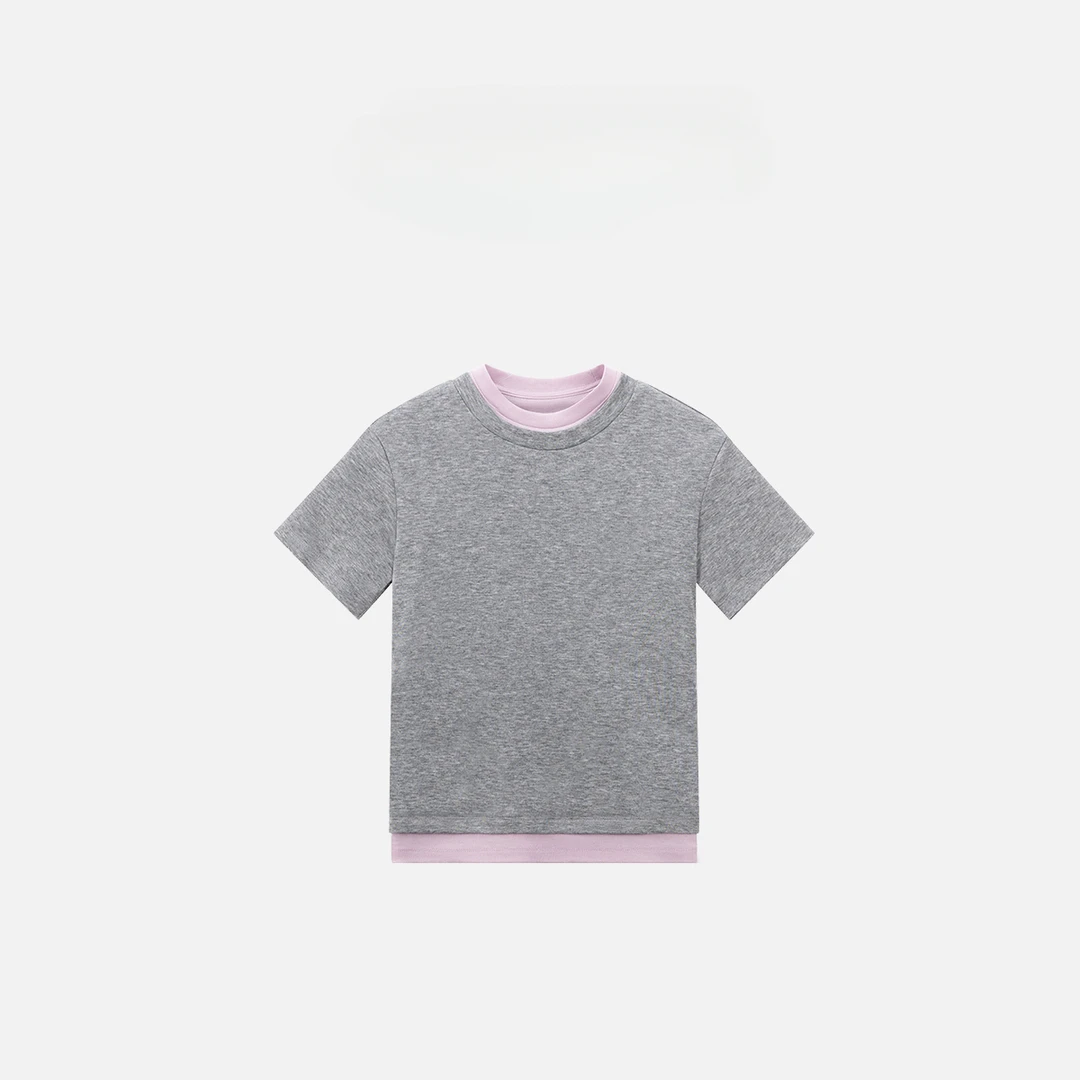 夏季时尚气质撞色圆领套头T恤短袖上衣 563