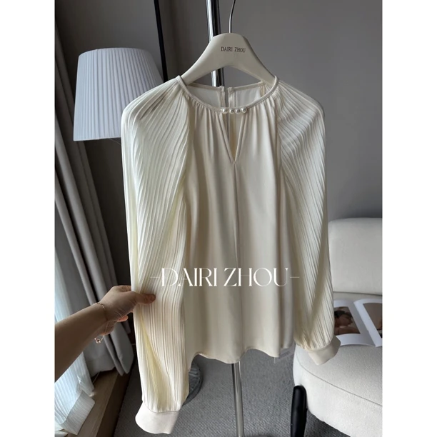 DAIRI ZHOU独家定制▪️希腊女神   84醋酸珍珠镂空领衬衣优雅设计