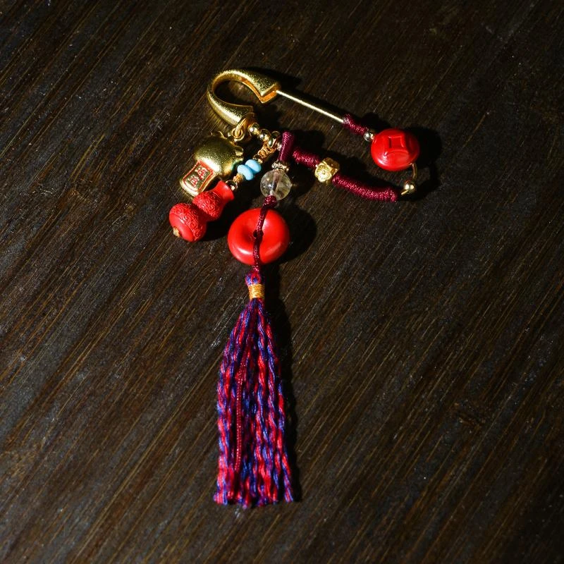 含辰砂工艺品【香掌柜】朱砂葫芦胸针【发一件】