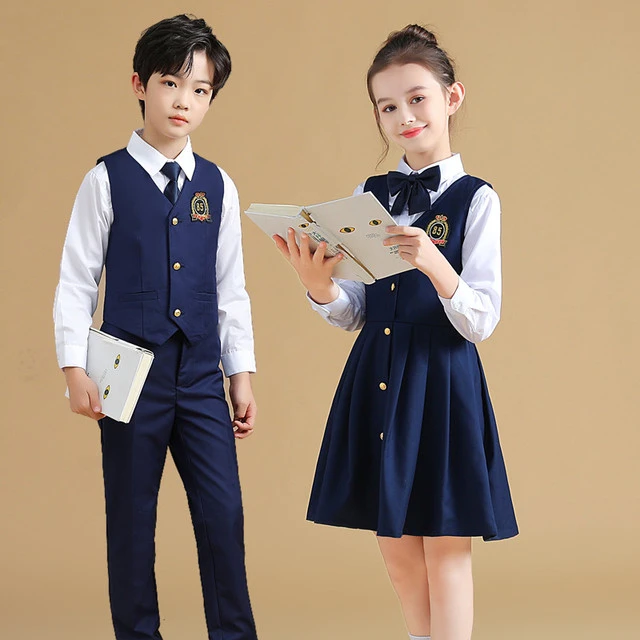 儿童朗诵合唱演出服英伦风小学生诗歌演讲表演幼儿园班服长裙