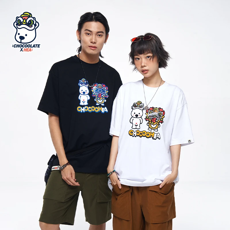 HEA x i.t:CHOCOOLATE联名款小熊重磅短袖T恤国潮风字母短袖百搭