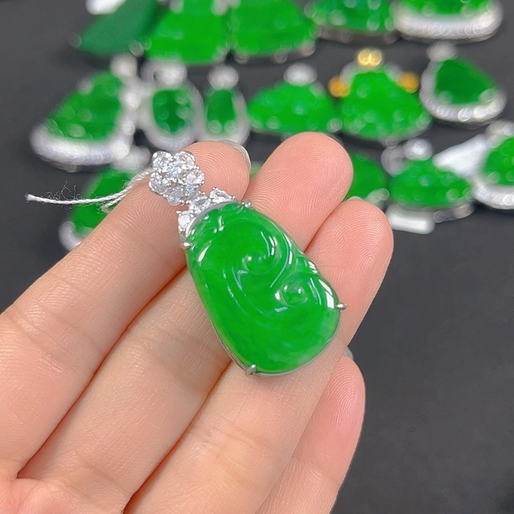 翡翠银S925镶嵌吊坠(不含链)