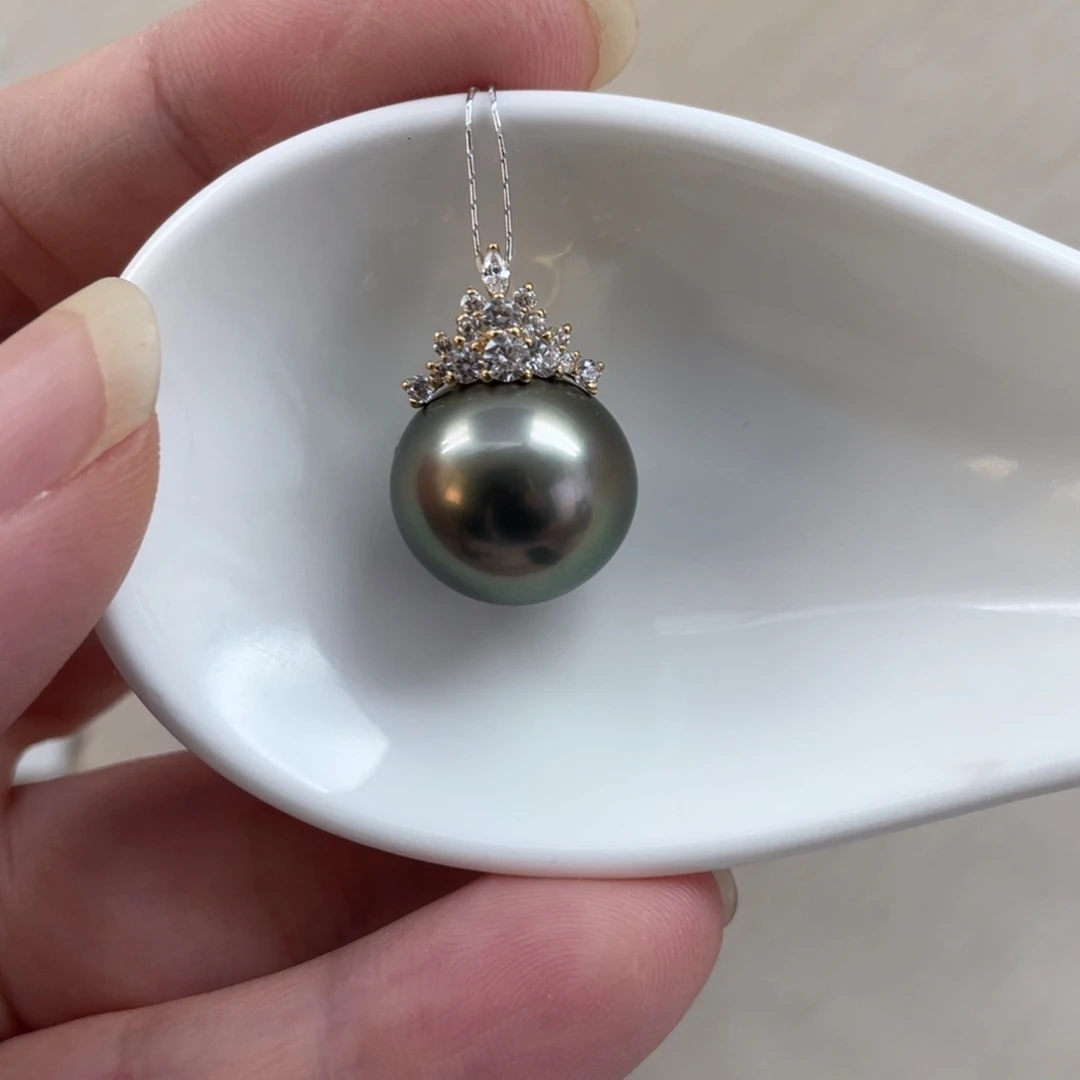 18K金镶嵌吊坠(不含链)海水珍珠14.4mm
