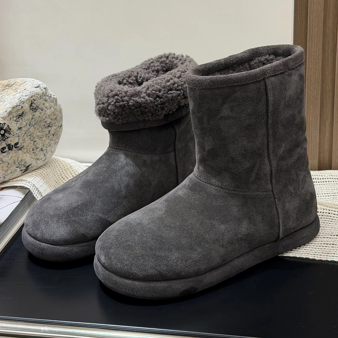 鞋子女款爆款2025新款磨砂软皮加绒雪地靴保暖套筒棉鞋中筒靴女鞋