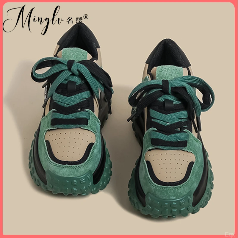 厚底老爹鞋女2025年秋季新款气质丑萌蛋糕鞋加绒增高系带运动鞋潮