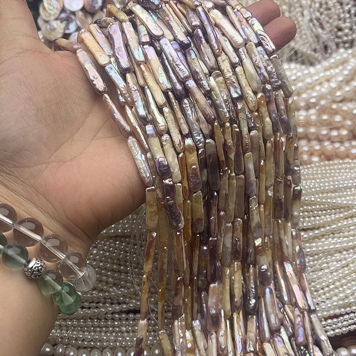 玛瑙/玉髓未镶嵌珠宝半成品一条炫彩银条紫珍珠