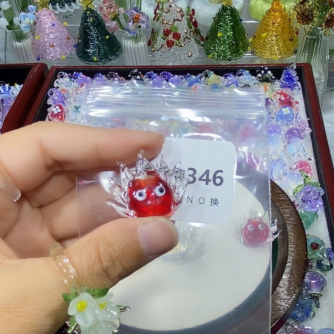 剪***悠玻璃吊坠（不含链）346红色火焰