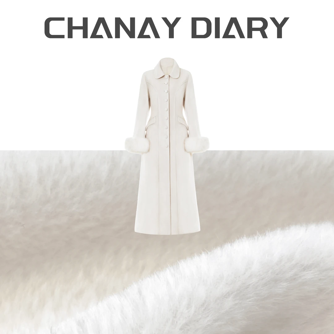 【首尔初雪】收腰千金风超长款裙摆双面羊绒羊毛大衣-狐狸毛袖9216