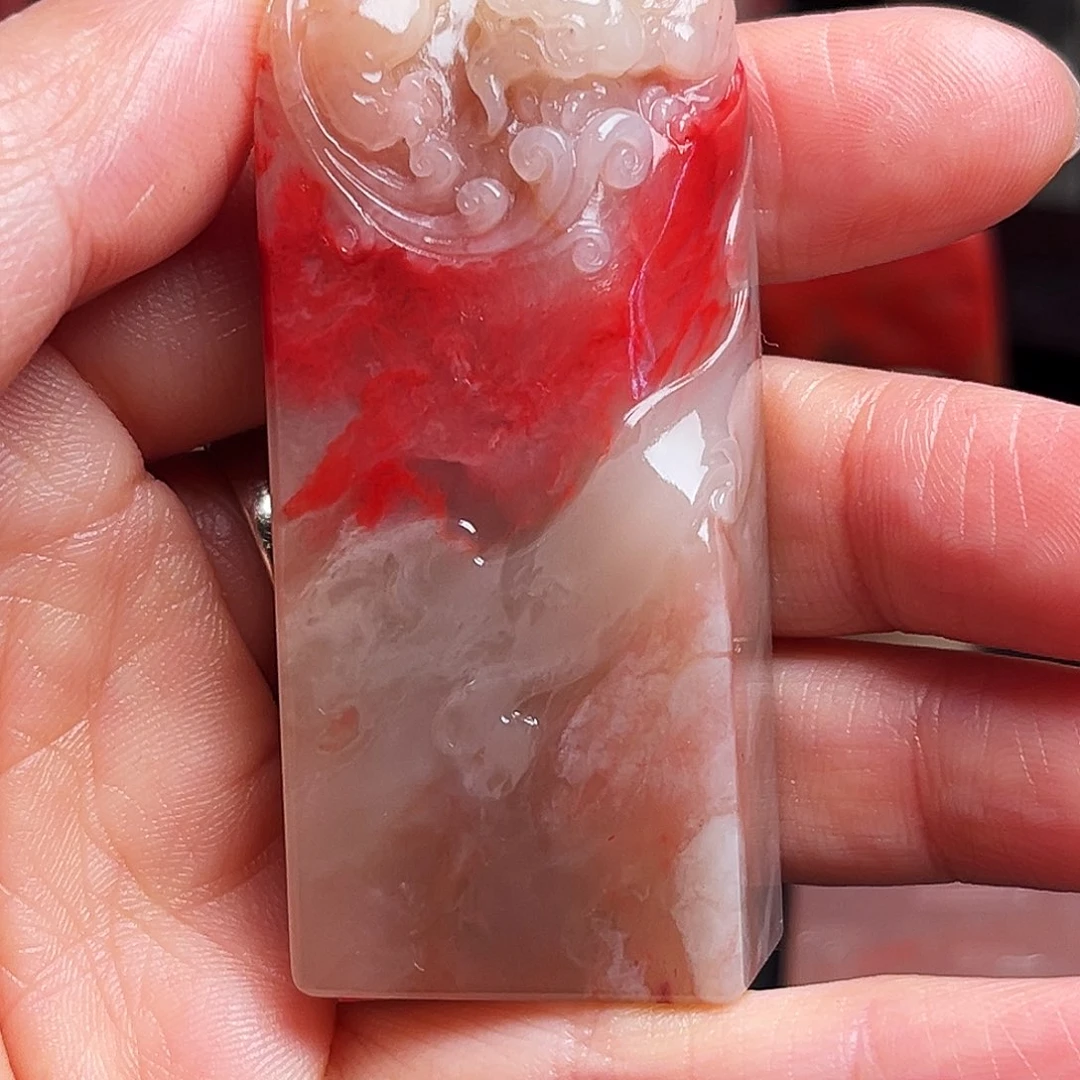 巴林石印石鸡血石扁章