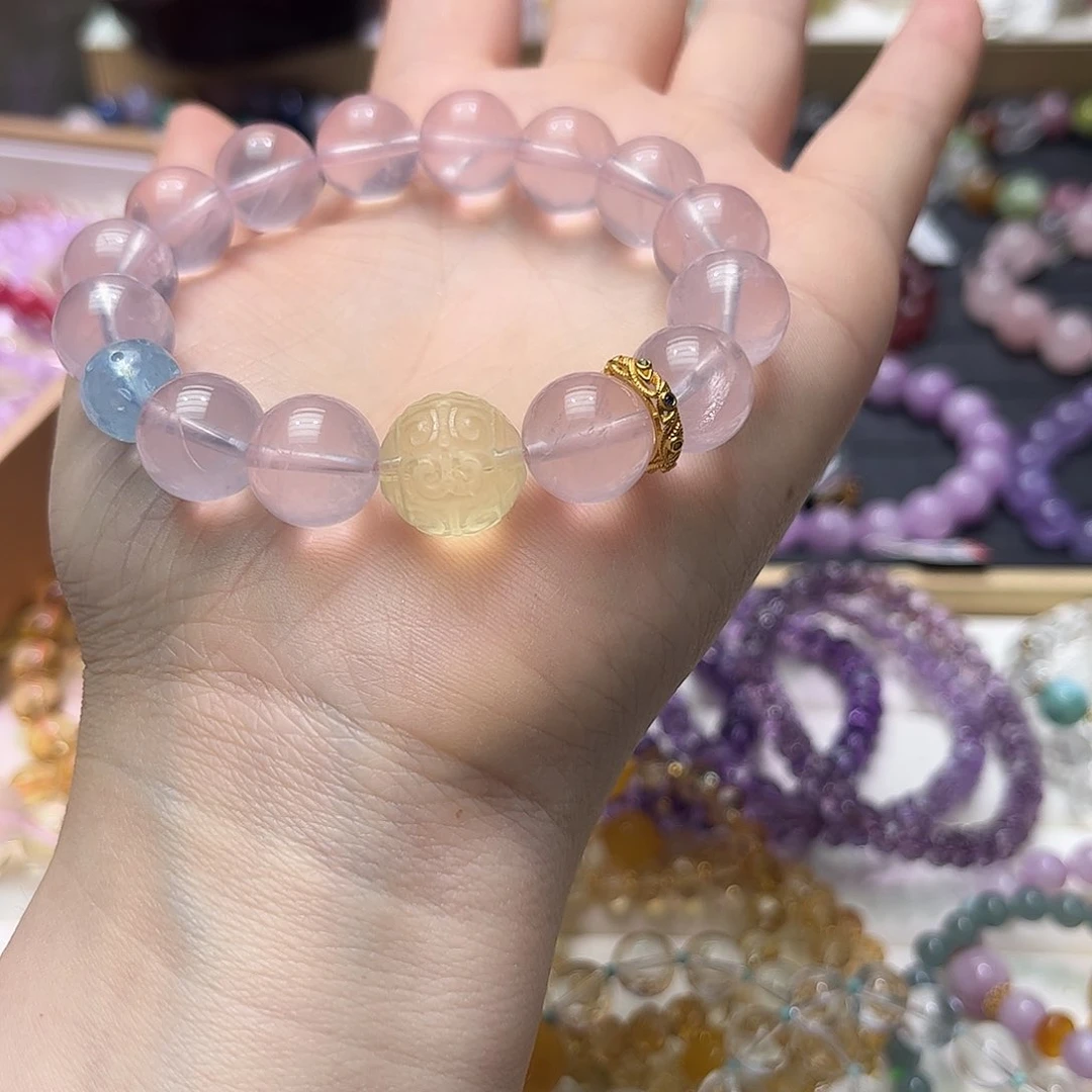 水晶手链合金萌*哒粉晶手链