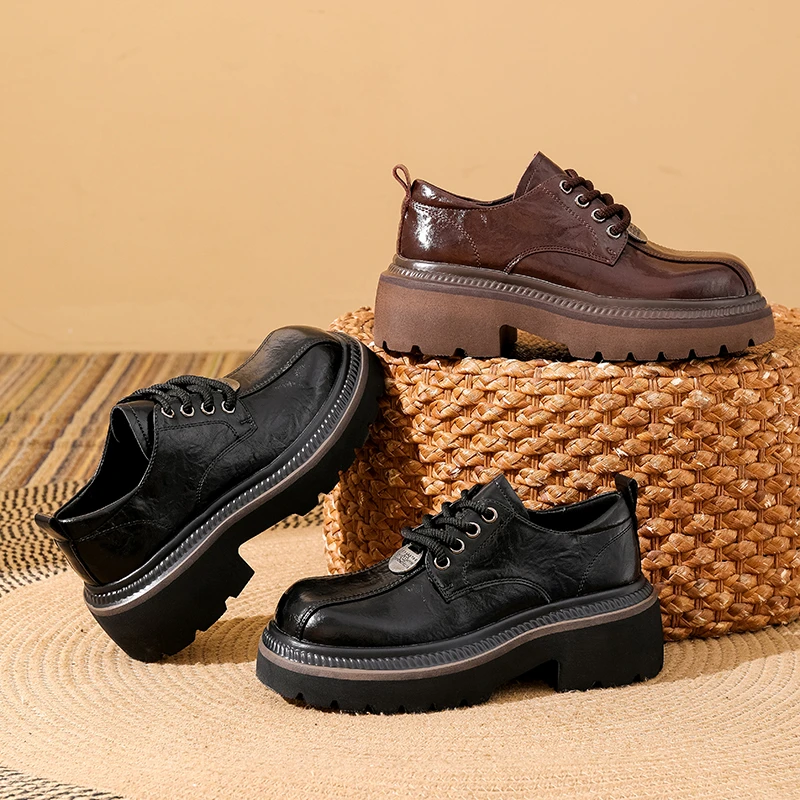 新款复古乐福鞋百搭厚底圆头春秋单鞋休闲轻便9502英伦风