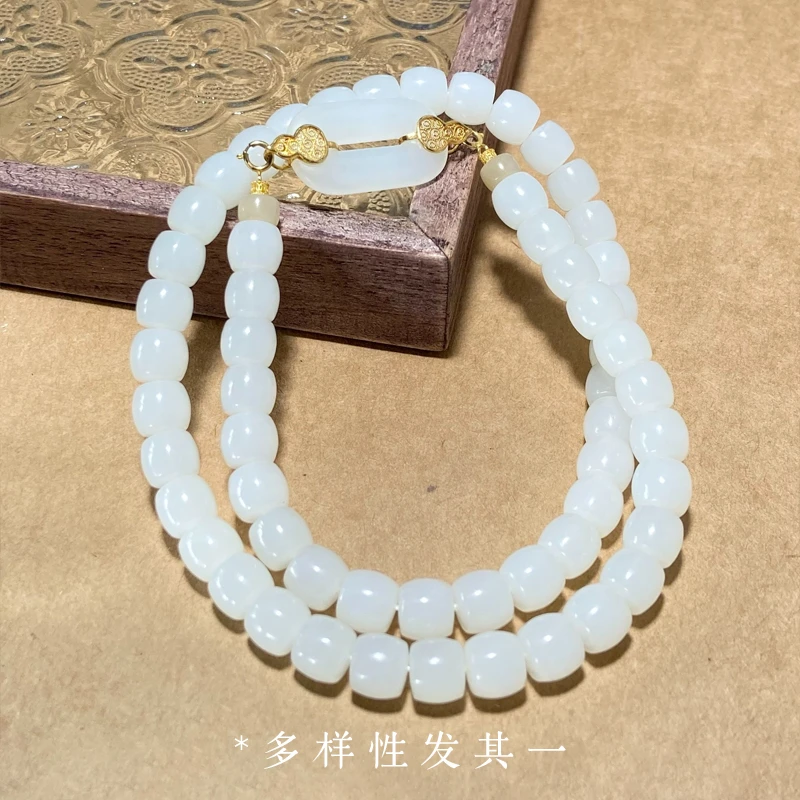 18k金和田玉项链2505300021直切7*8mm多样性发其一