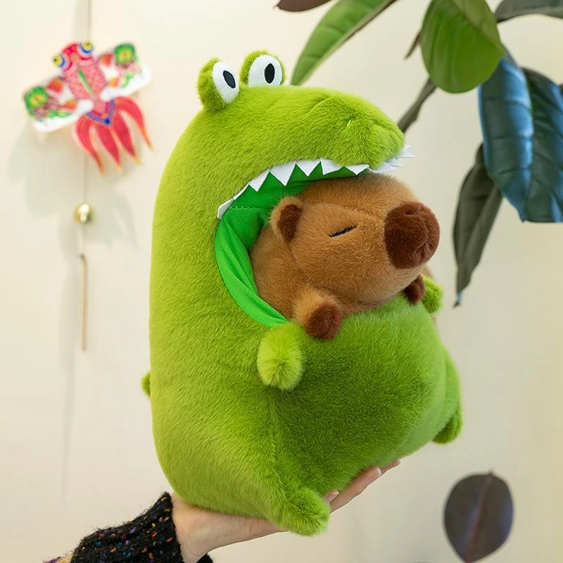 鳄鱼装卡皮巴拉玩偶水豚娃娃丑萌小公仔毛绒玩具男女孩生日礼物大