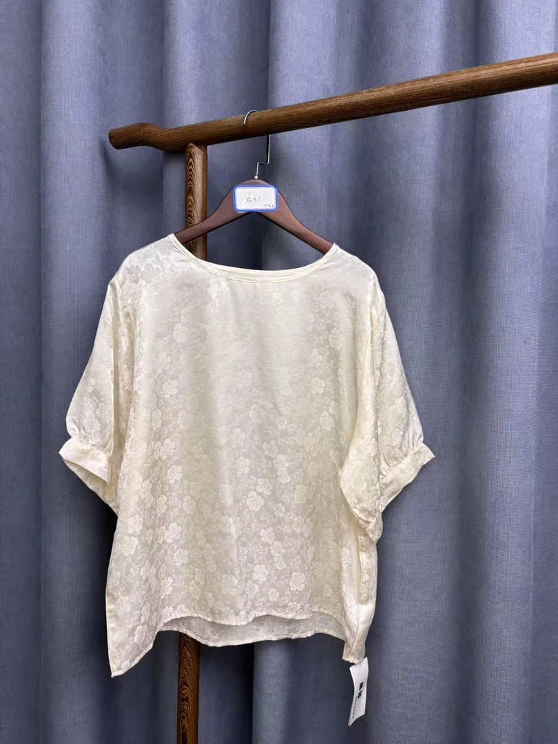 （微瑕疵)夏季新款简约百搭桑蚕丝T恤女x231