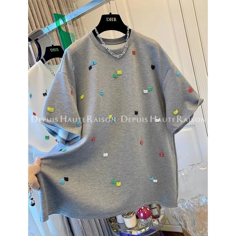 港式特大码2-300斤重磅休闲宽松短袖T恤夏季男女慵懒复古洋气上衣