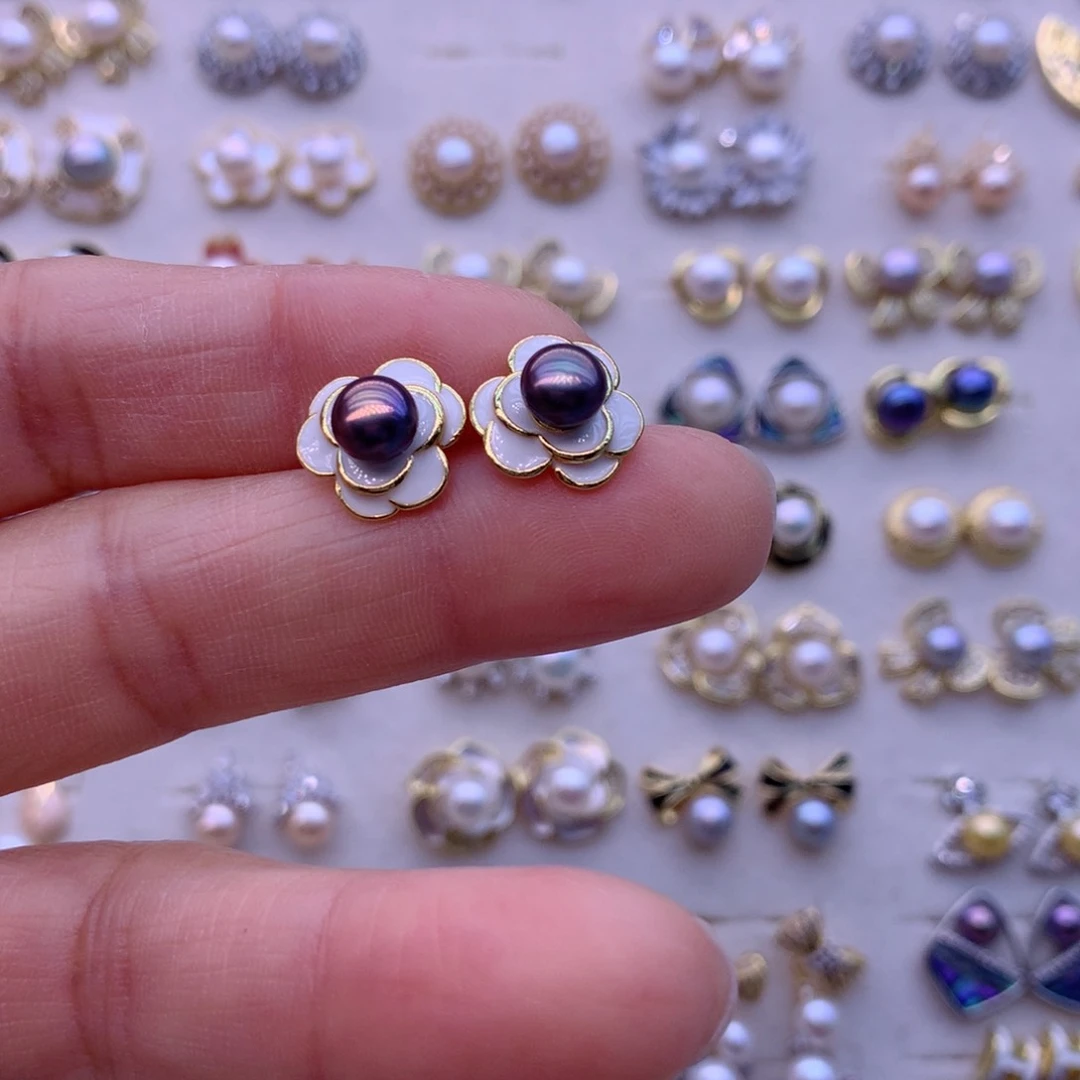 淡水珍珠耳饰合金