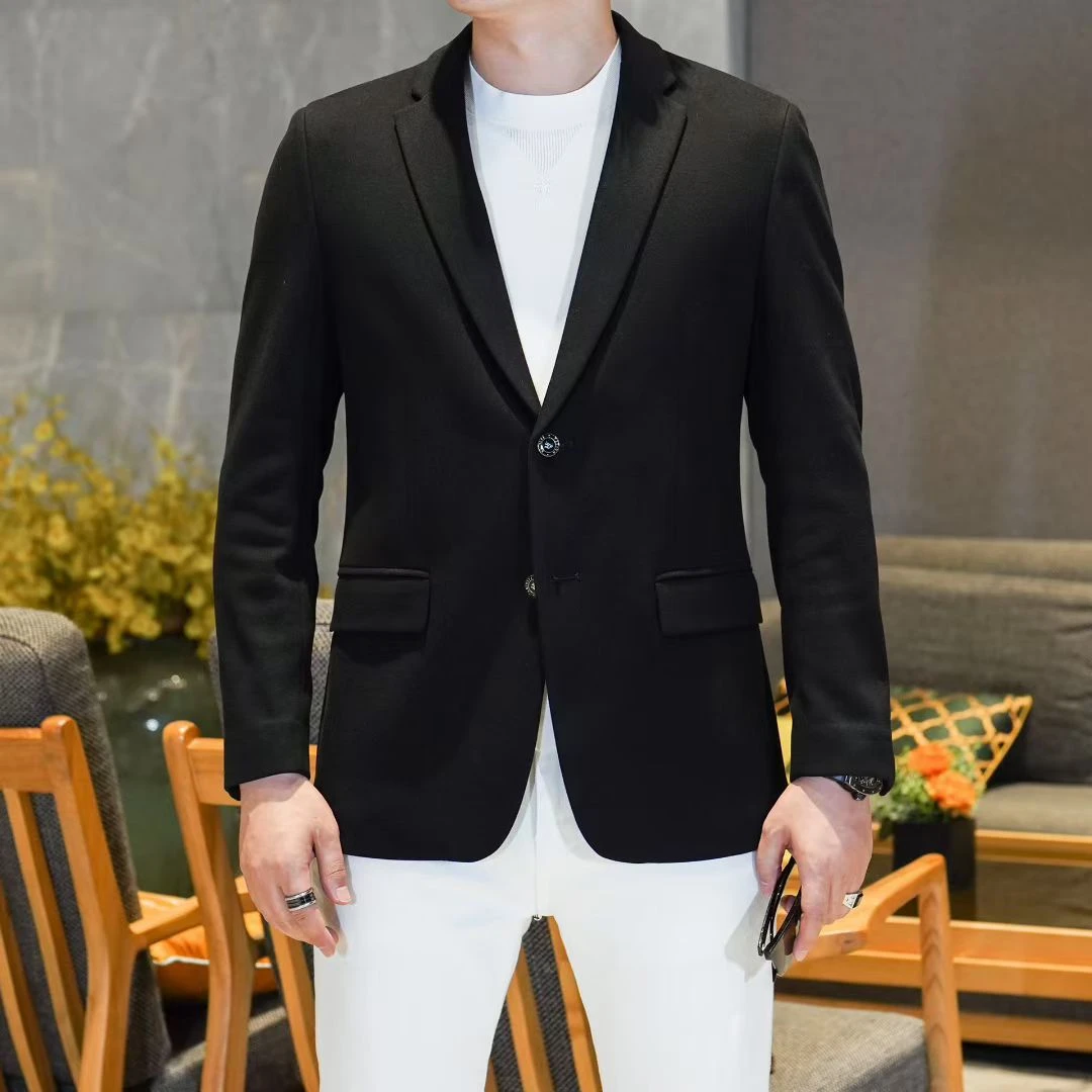 特惠2025春秋免烫处理秋季平驳领常规西服上装简约男式休闲上衣