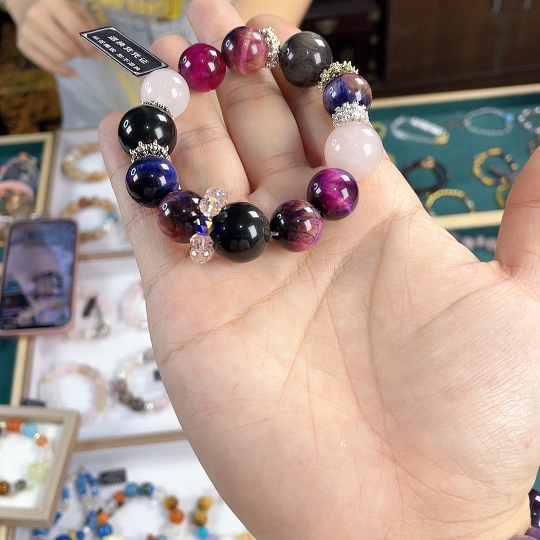 水晶手链银S925镀金镶嵌