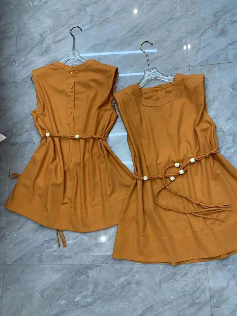 亚麻收腰无袖洋气系带显瘦小衫时尚百搭夏季上衣