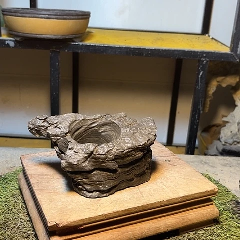 石头花盆绿植盆景花盆