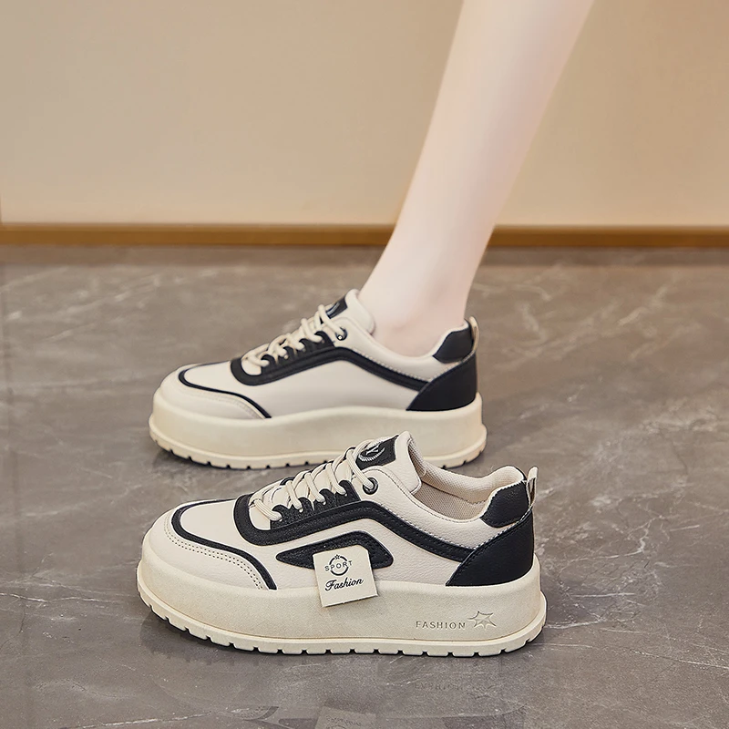 春秋女鞋2025新款韩版运动鞋时尚百搭休闲板鞋厚底面包小白鞋爆款
