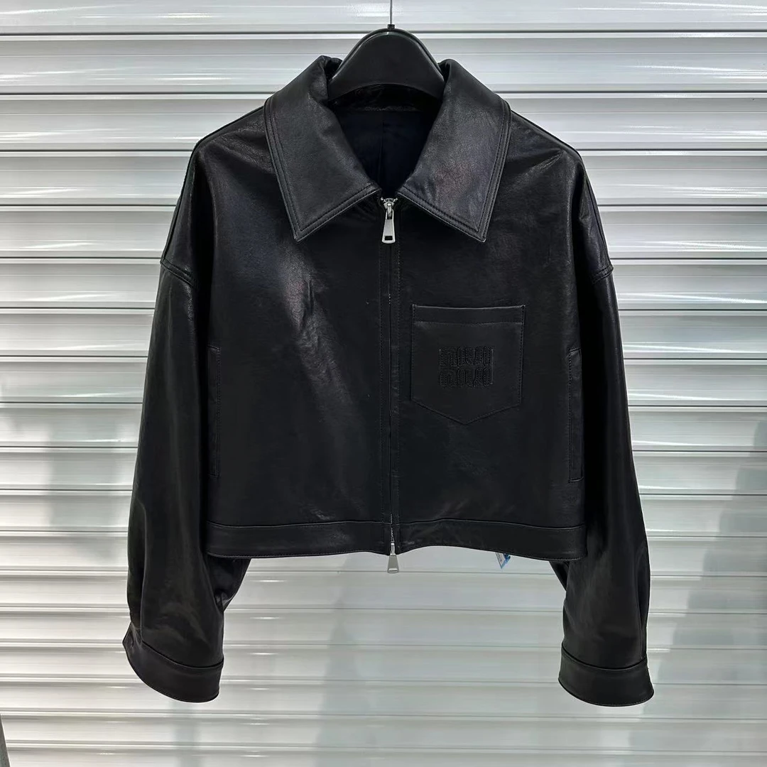 HERDERS 黑色植鞣潮流时尚百搭女皮衣 40010