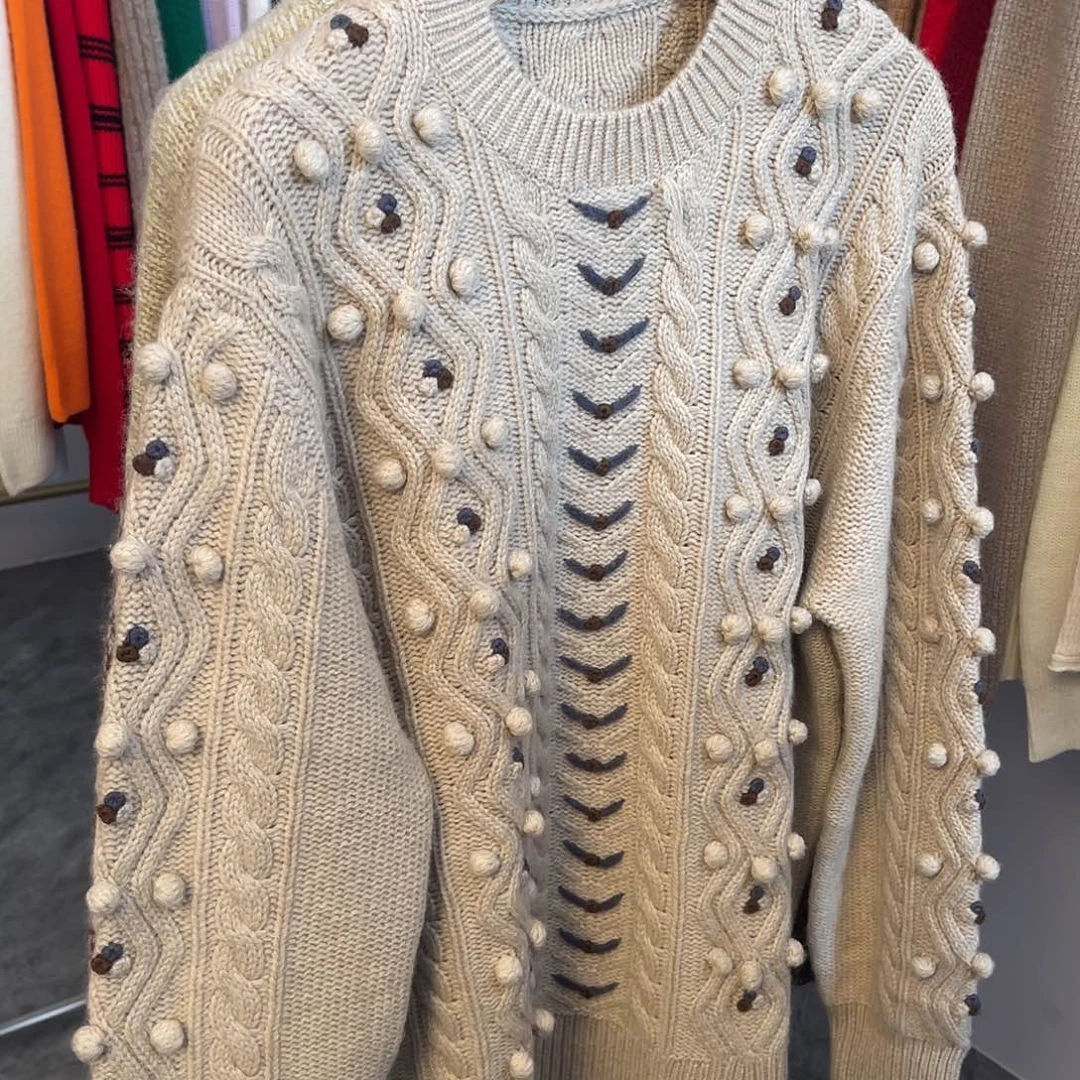 重工 球球 圆领 羊绒衫