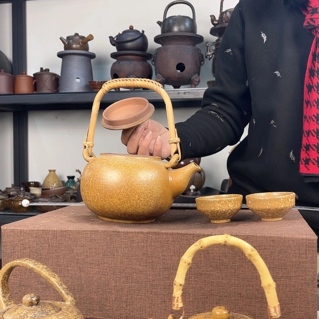 紫泥茶壶紫砂粗陶茶器