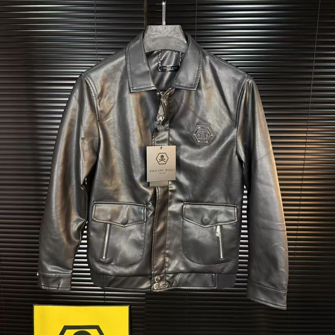 高品质欧货潮牌25秋季新款时尚外套潮流黑色高级翻领男士夹克8502