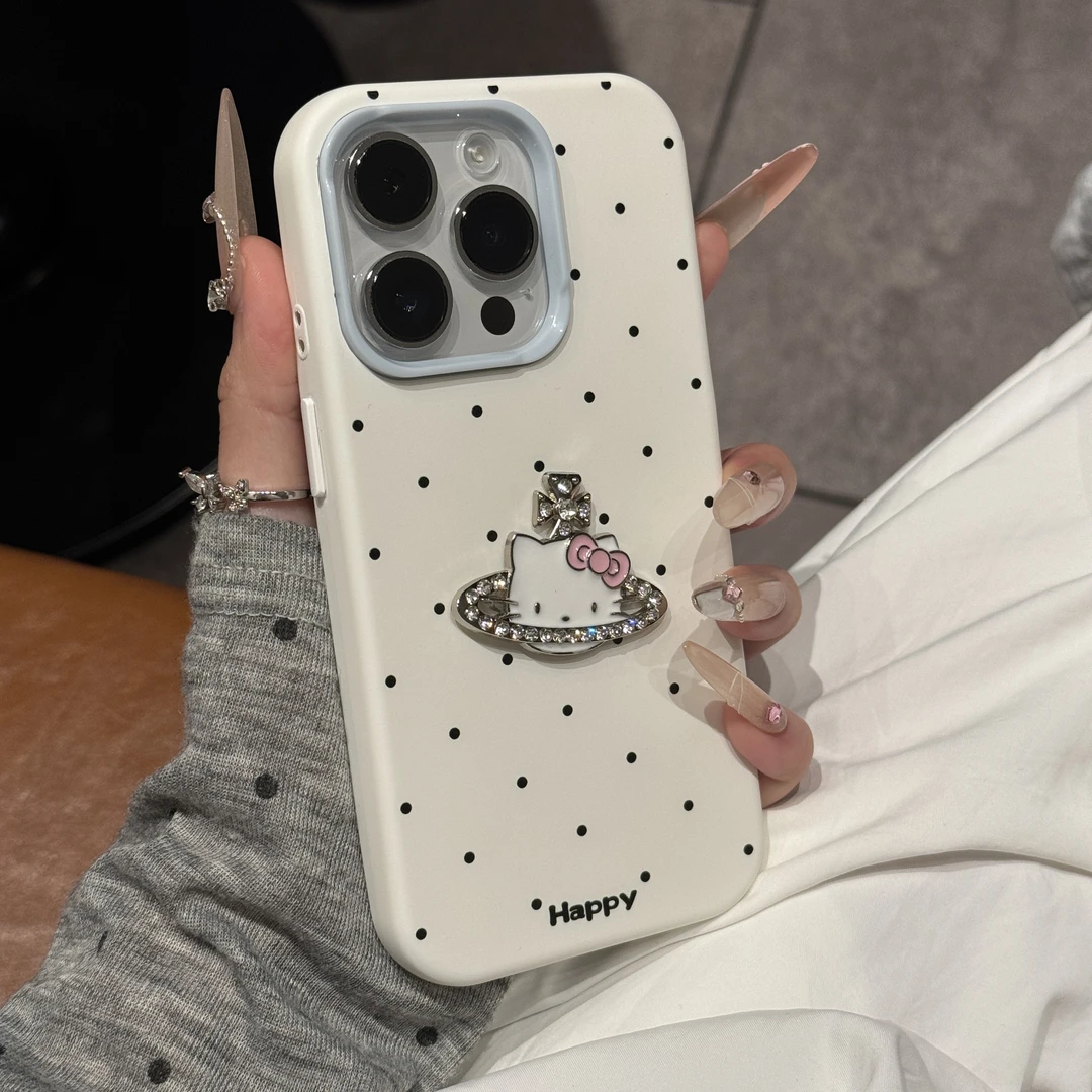 ins高颜值西太后KT猫波点适用苹果16手机壳iPhone15promax女14/13