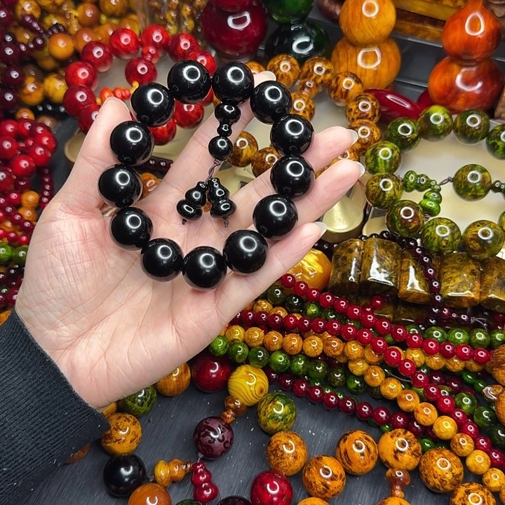 松木琥珀木文玩手串