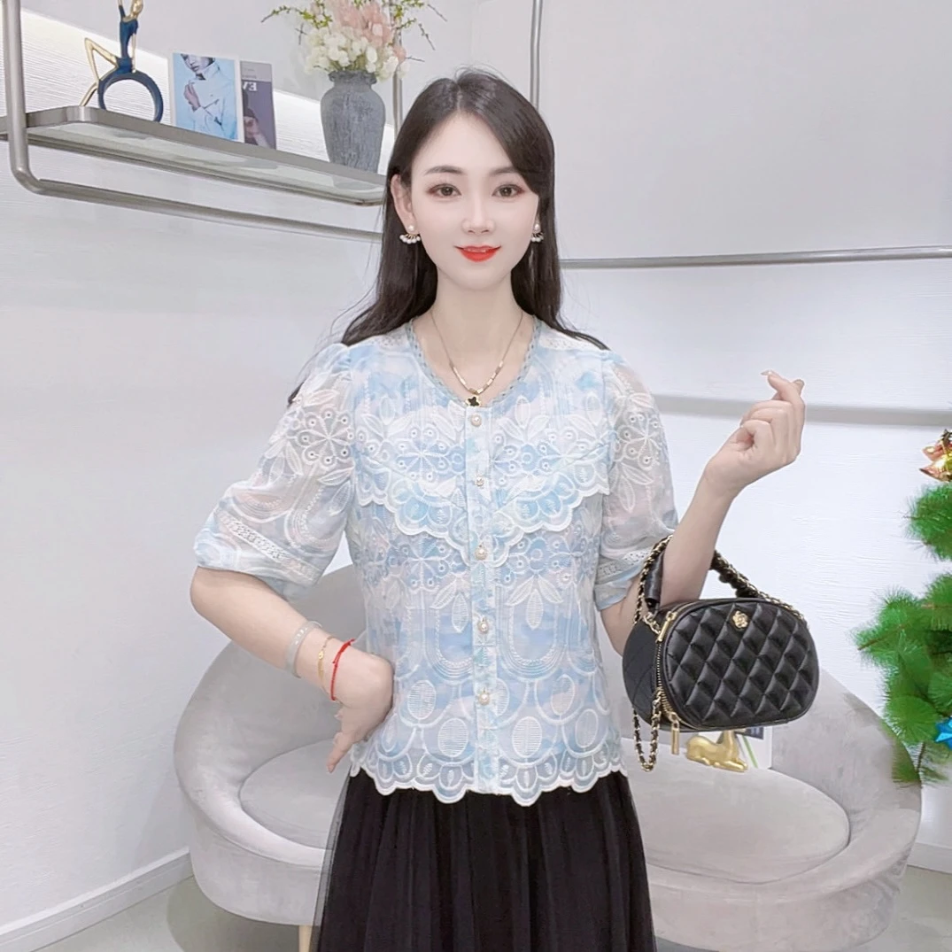 A8217时尚短袖夏季新款设计感减龄洋气小衫百搭显瘦上衣