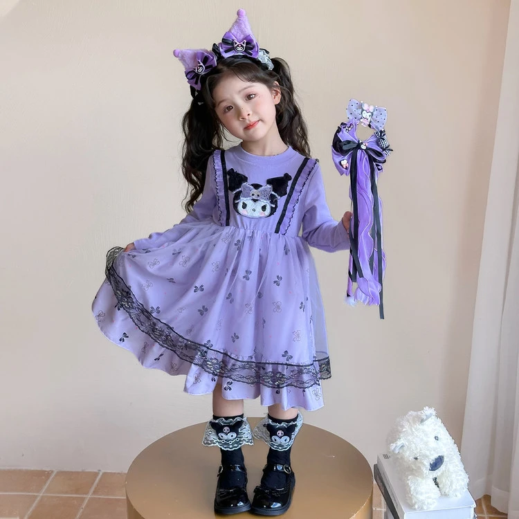 女童秋装连衣裙儿童2025新款库洛米公主裙小女孩春秋裙子宝宝纱裙