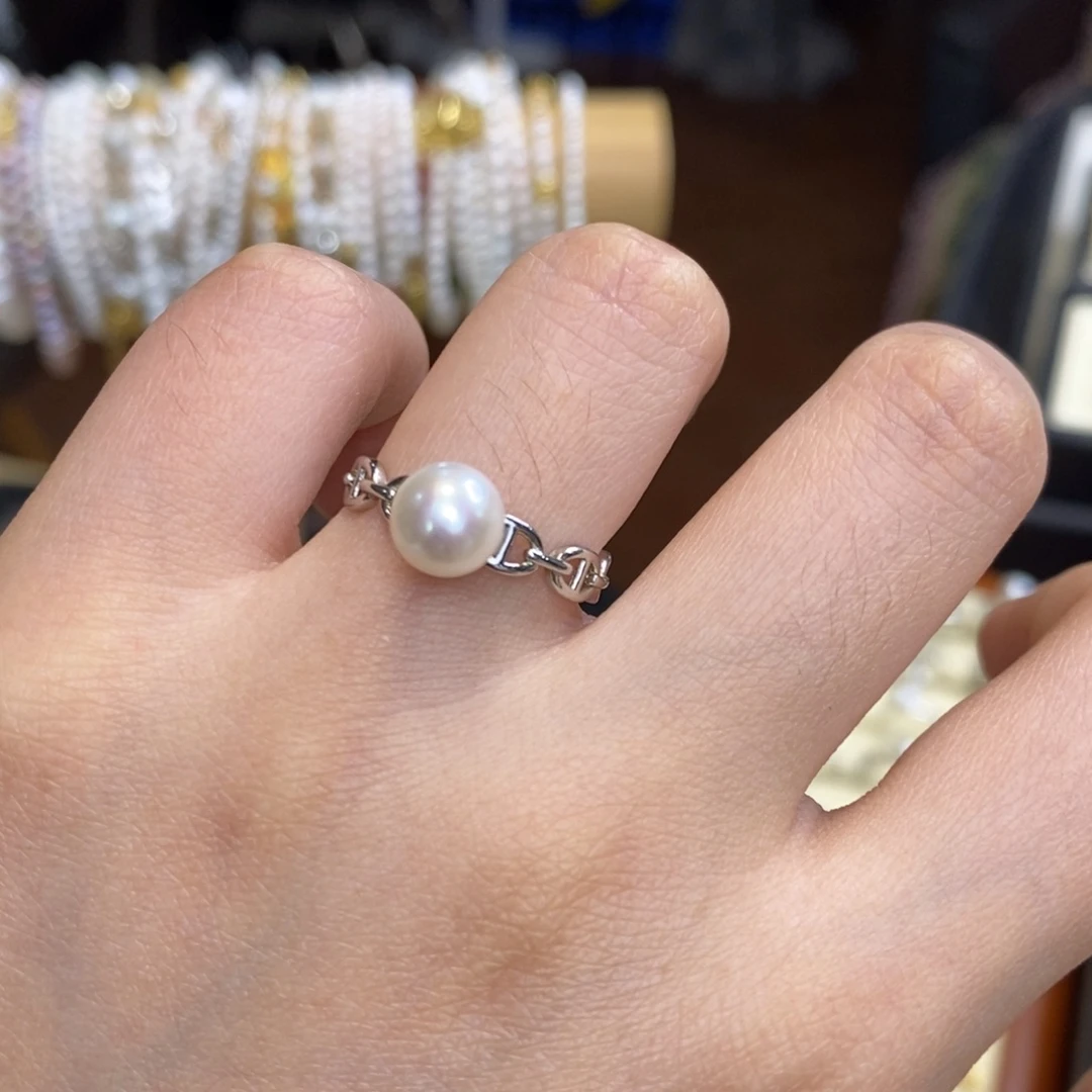 戒指淡水珍珠银S925镶嵌特价