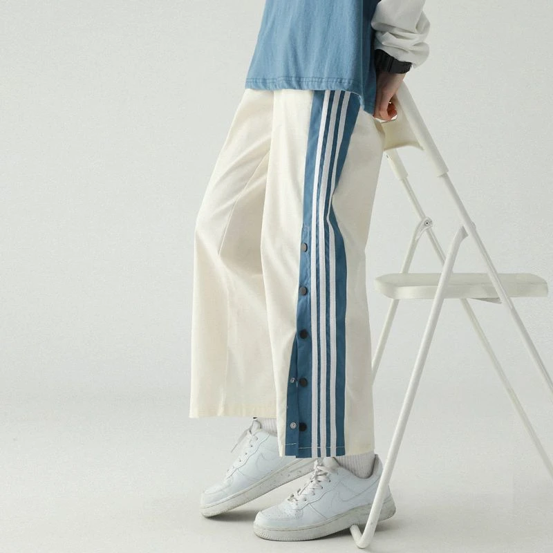 排扣裤子男夏季薄款韩版潮流百搭休闲运动裤直筒阔腿宽松篮球短裤