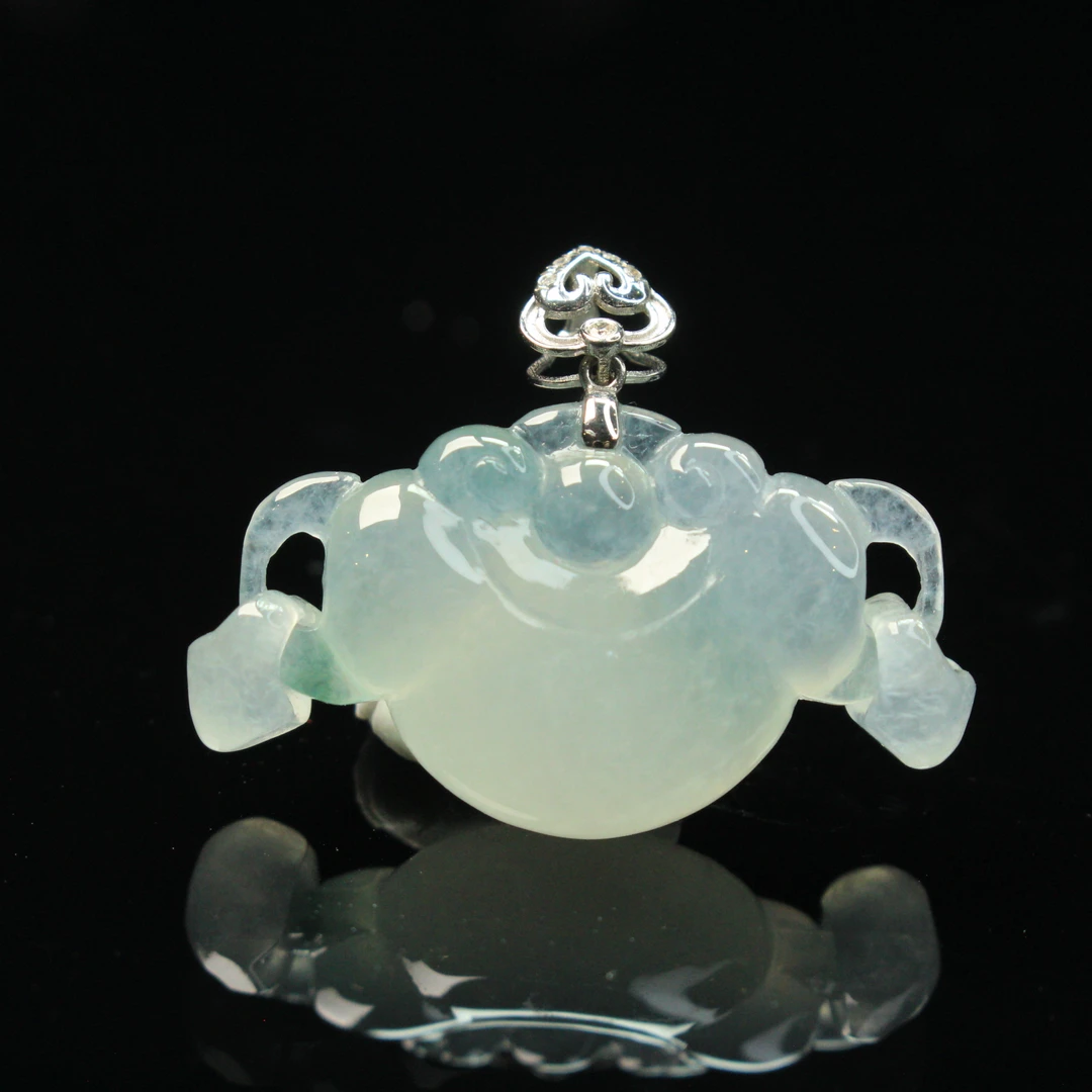 2ZB天然缅甸A货翡翠如意头吊坠/100348嘉禾珍宝