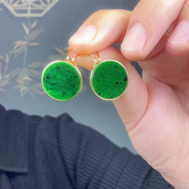 翡翠银S925镶嵌耳饰特价