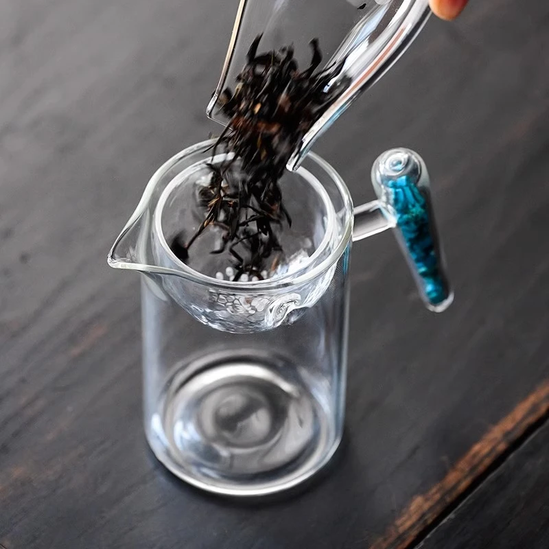 青云贮月-晶焱高档半月逍遥公道杯高硼硅玻璃可拆卸分茶器小青柑