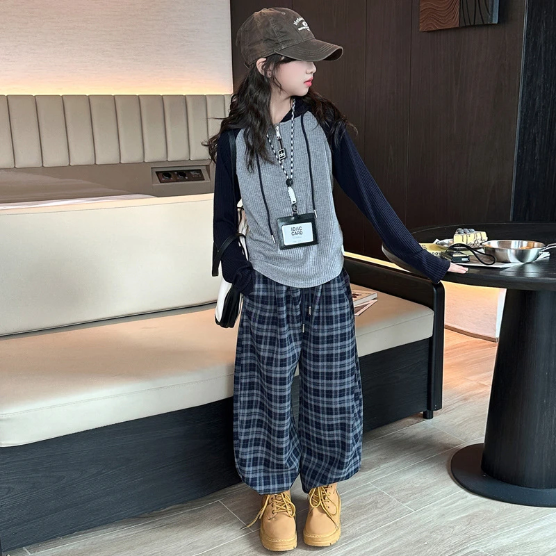 套装秋季时尚外穿洋气休闲韩版女童针织打底衫套装2025新款中大童