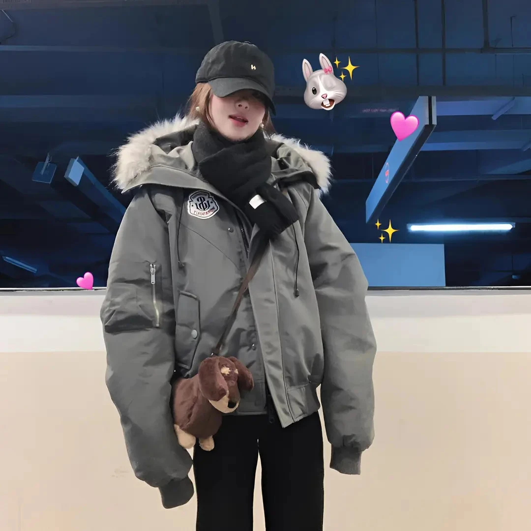大毛领工装棉服女冬季2025新款加厚保暖棉衣韩版派克情侣棉袄外套
