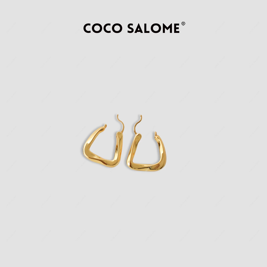 铜合金耳饰 COCO SALOME 新款金色线条百搭耳环女耳钉 B131