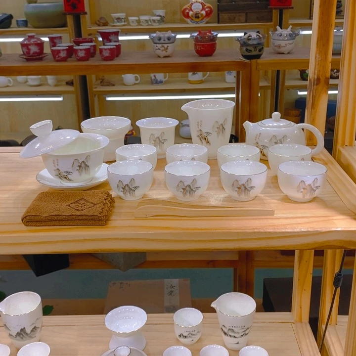 【不止】羊脂玉瓷茶具套装