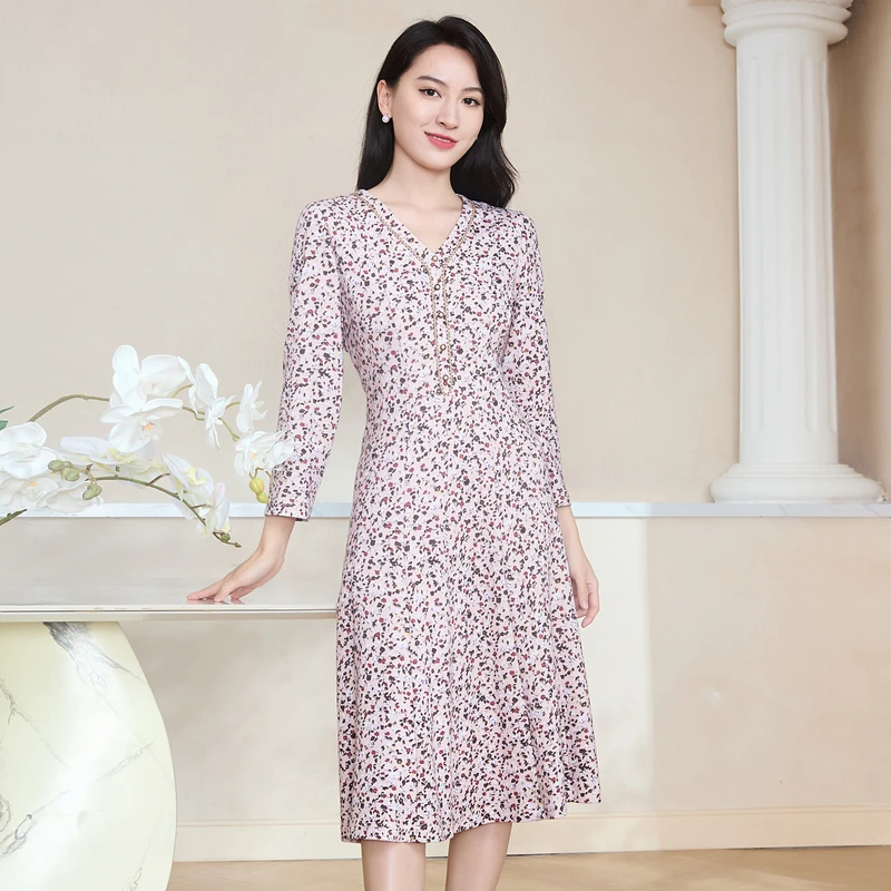 BuouBuou复古显瘦高腰碎花春秋连衣裙BI4G107