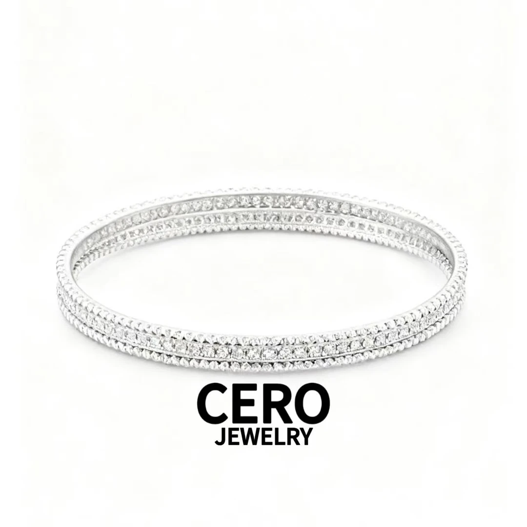 CERO【圆珠满钻手镯】白金轻奢气质百搭金豪华钻石手镯KK00339