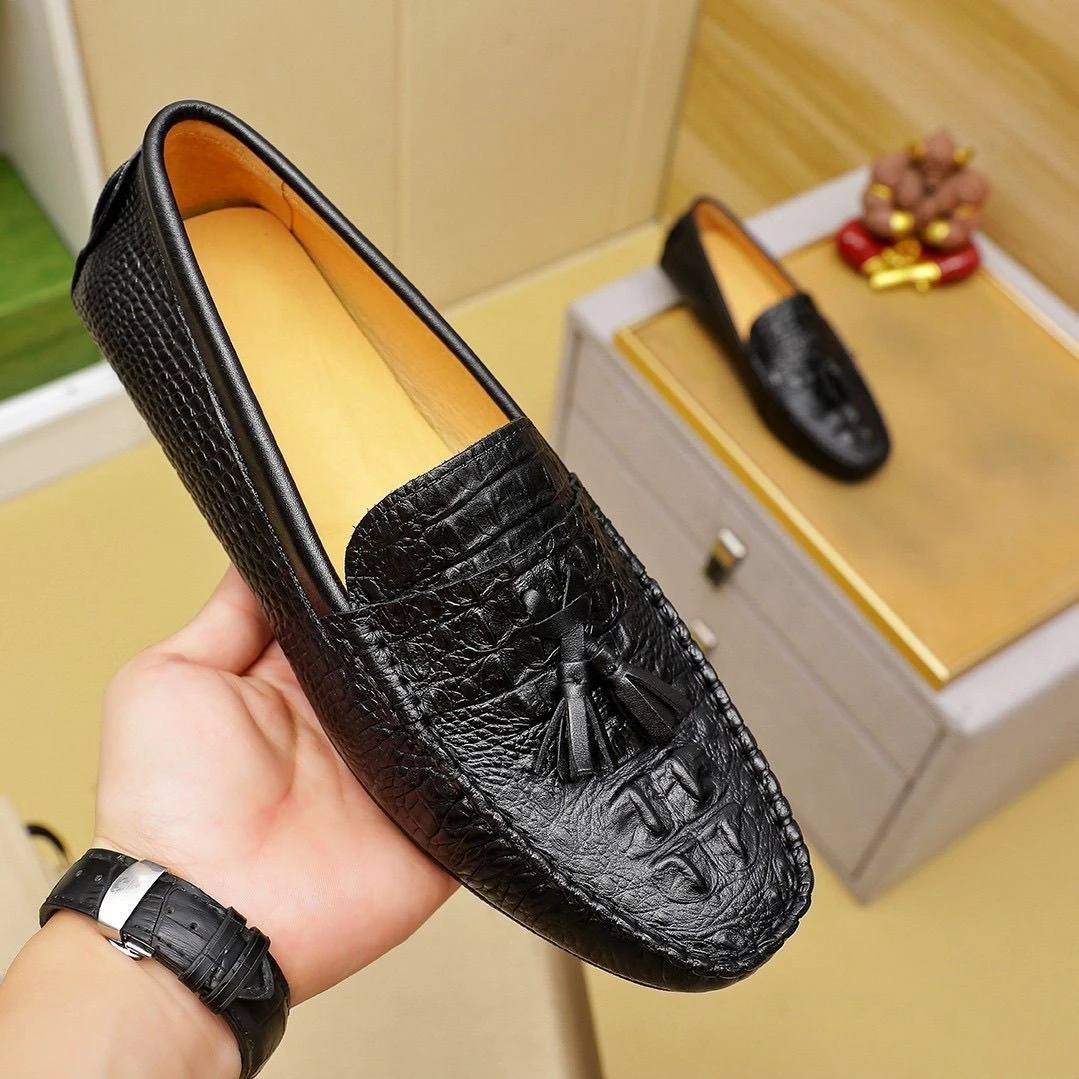 男款牛皮休闲真皮豆豆鞋高档轻奢男士软皮鞋时尚轻爽透气防臭皮鞋