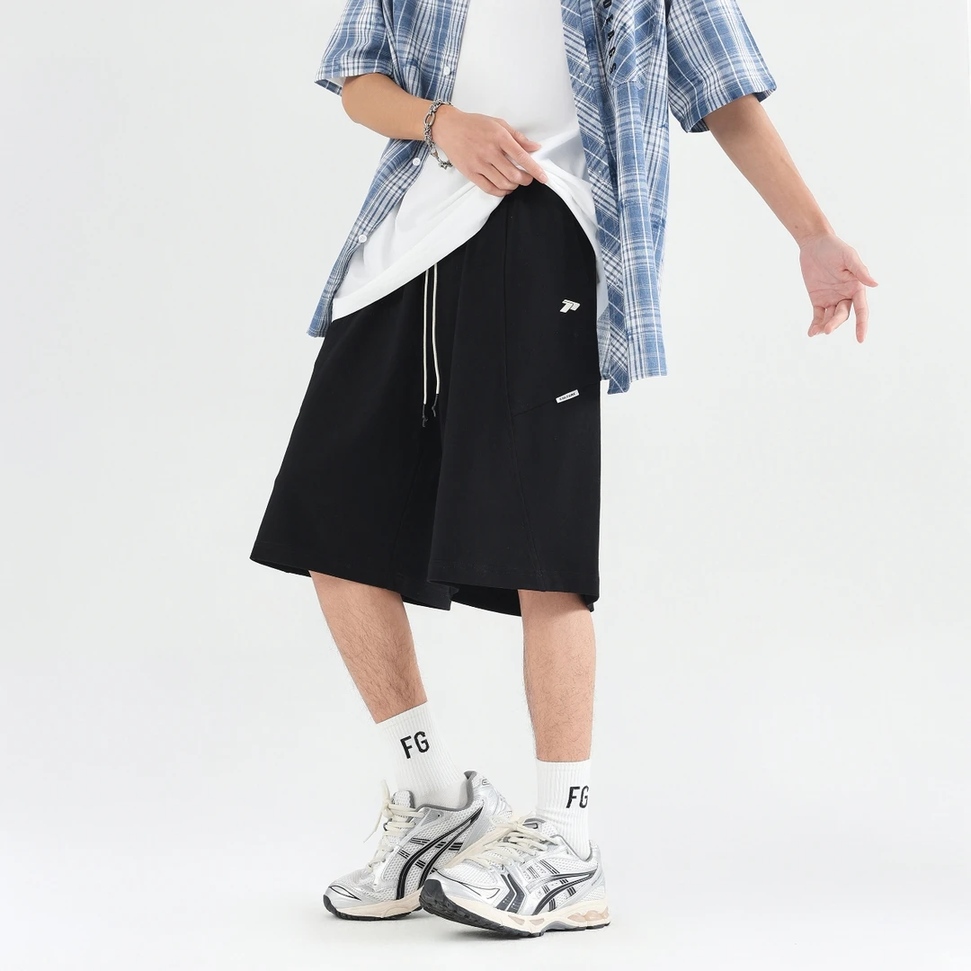 夏季中裤青少年时尚潮流简约百搭休闲宽松国潮运动夏款薄针织中裤